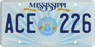 MS license plate ACE226