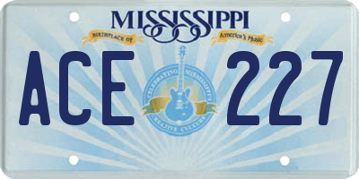 MS license plate ACE227