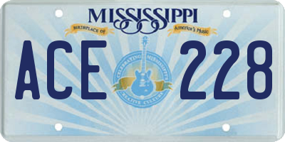 MS license plate ACE228