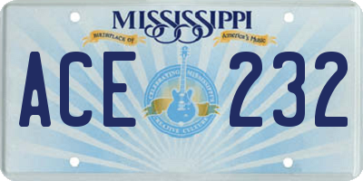 MS license plate ACE232