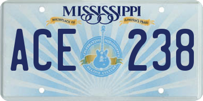 MS license plate ACE238