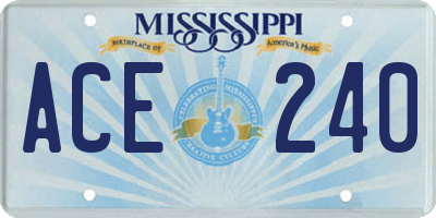 MS license plate ACE240