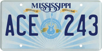 MS license plate ACE243
