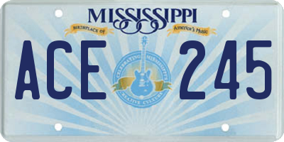 MS license plate ACE245