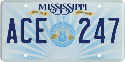 MS license plate ACE247