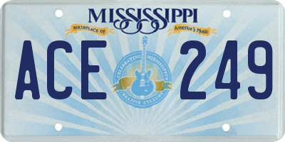 MS license plate ACE249