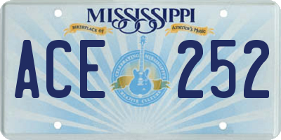 MS license plate ACE252