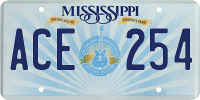 MS license plate ACE254