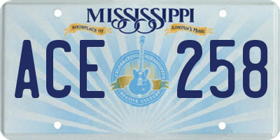 MS license plate ACE258
