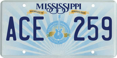 MS license plate ACE259