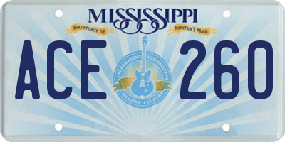 MS license plate ACE260