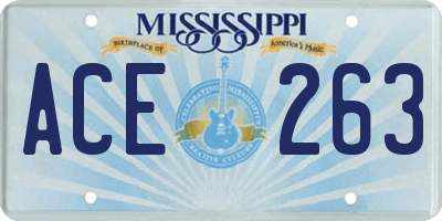 MS license plate ACE263