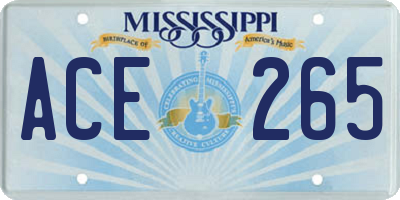 MS license plate ACE265