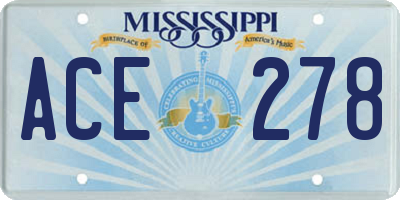 MS license plate ACE278