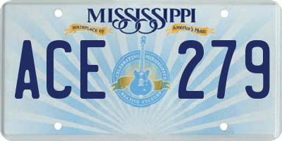 MS license plate ACE279