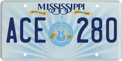 MS license plate ACE280