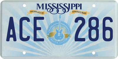 MS license plate ACE286