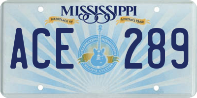 MS license plate ACE289