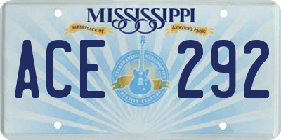 MS license plate ACE292