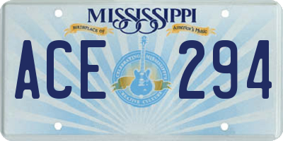 MS license plate ACE294