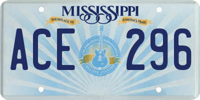 MS license plate ACE296