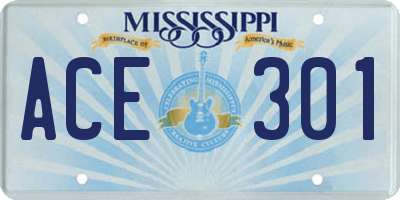 MS license plate ACE301