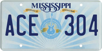 MS license plate ACE304
