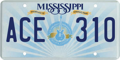 MS license plate ACE310