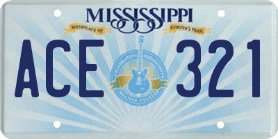 MS license plate ACE321