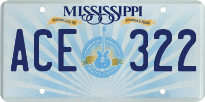 MS license plate ACE322