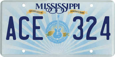 MS license plate ACE324