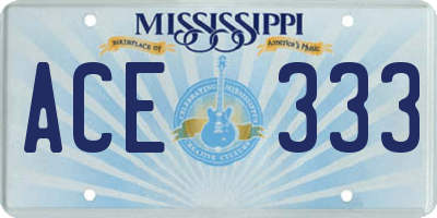 MS license plate ACE333