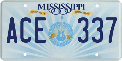 MS license plate ACE337