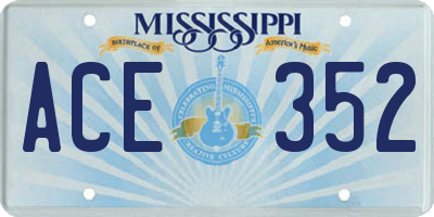 MS license plate ACE352