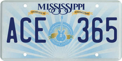 MS license plate ACE365