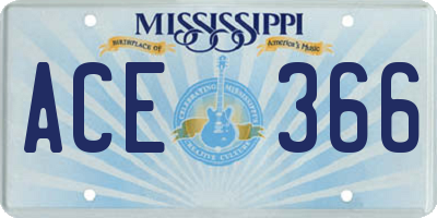 MS license plate ACE366