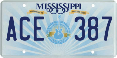 MS license plate ACE387