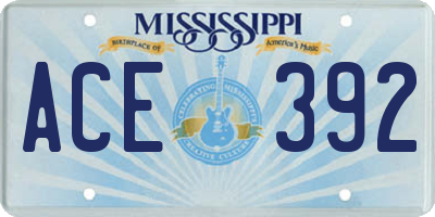 MS license plate ACE392