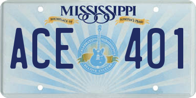 MS license plate ACE401