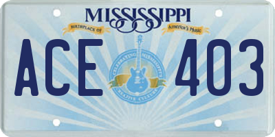 MS license plate ACE403