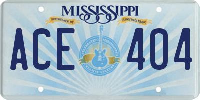MS license plate ACE404