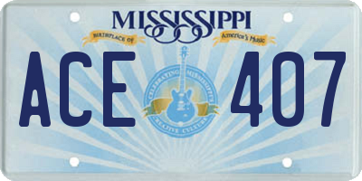 MS license plate ACE407