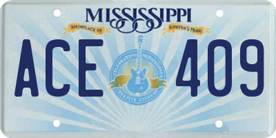 MS license plate ACE409