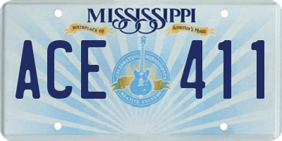 MS license plate ACE411