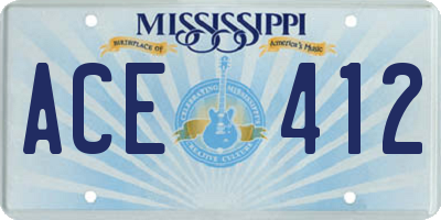 MS license plate ACE412