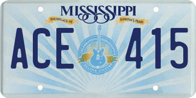 MS license plate ACE415