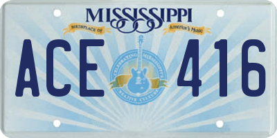 MS license plate ACE416