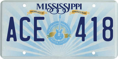 MS license plate ACE418