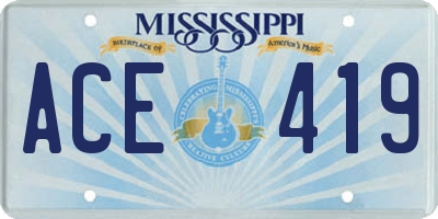 MS license plate ACE419