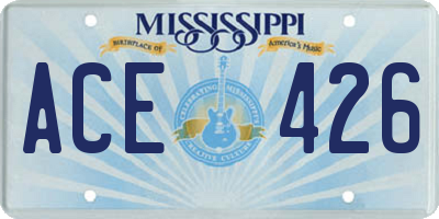 MS license plate ACE426